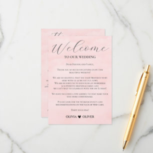 Rosa-Rosa-Minimalistische Hochzeitsreise Begleitkarte