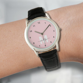 Rosa Rosa Minimalistisches Monogramm Armbanduhr