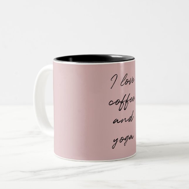 Rosa Rosa Minimalistisches Script I Liebe coffee & Zweifarbige Tasse (Vorderseite Links)
