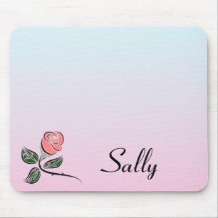 Rosa Rosa mit rosa und blaue Farbgebung Mousepad