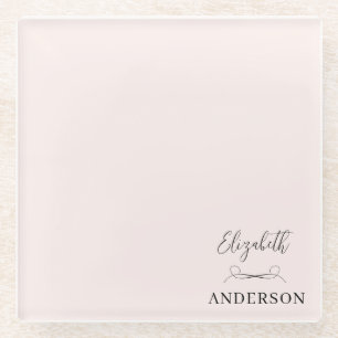 Rosa Rosa Modernes Minimalistisch Glasuntersetzer