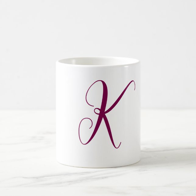 Rosa Rosa Monogramm Anfangsbuchstabe Hochzeitsgesc Kaffeetasse (Mittel)