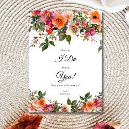 Rosa Rosa Orange Floral Bridesmaid Vorschlag Cards Einladung