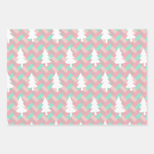 Rosa Rosa Pfefferminze Winterxmas Geburtstag Urlau Geschenkpapier Set