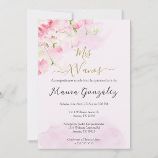Rosa Rosa Quinceñera Einladung
