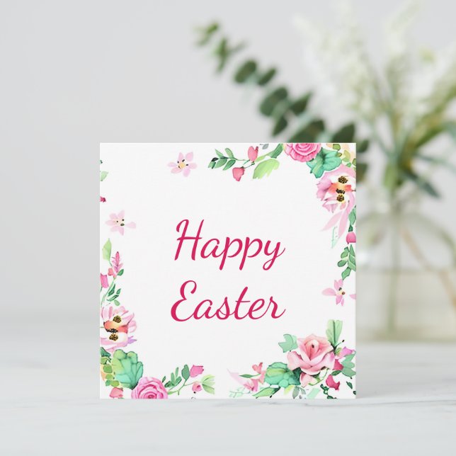 Rosa-Rosa-Rahmen Feiertagskarte (Stehend Vorderseite)