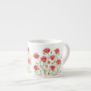 Rosa Rosa Romantische Rote Rosen Brautparty Espressotasse