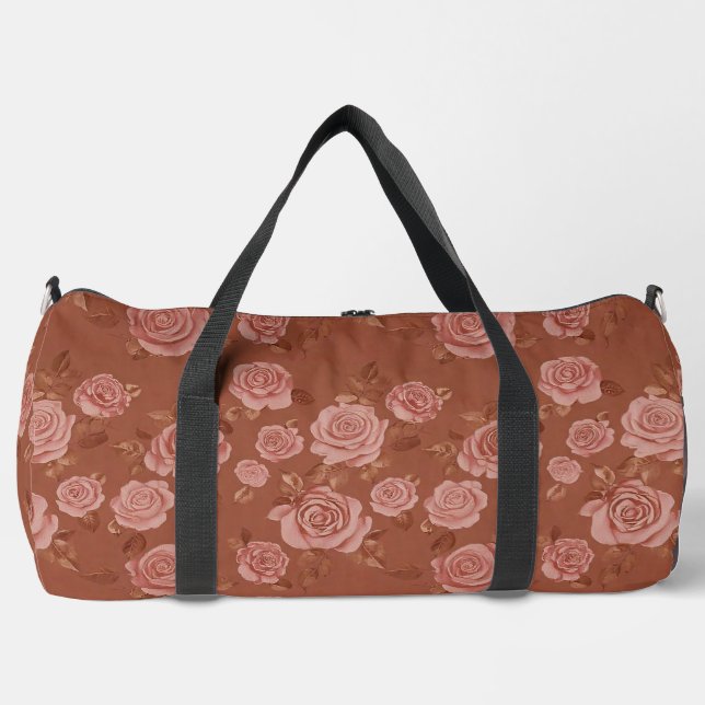 Rosa Rosa Rosa am braunen Lederschau Duffle Bag (Vorderseite)