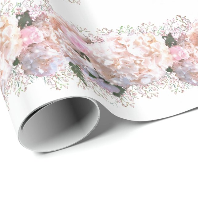 Rosa, rosa, rosa Blume Geschenkpapier (Rolleneckpunkt)