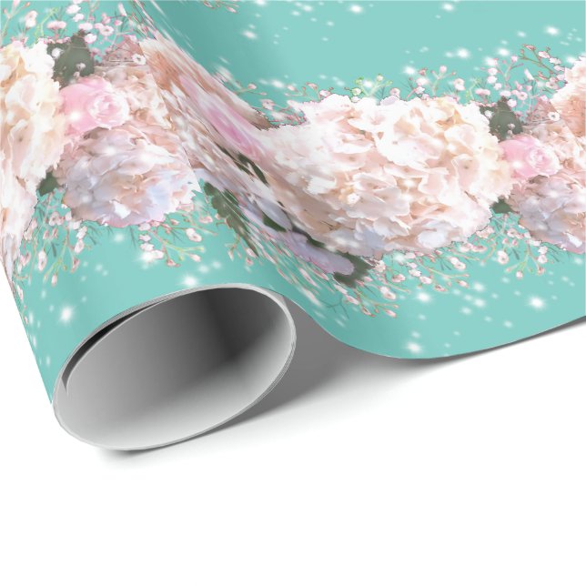 Rosa, rosa, rosa Blume Geschenkpapier (Rolleneckpunkt)