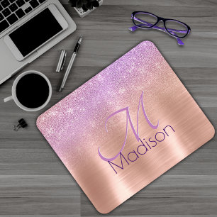 Rosa Rosa Rosa Glitzer Monogramm Mousepad
