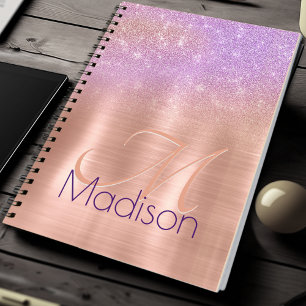 Rosa Rosa Rosa Glitzer Monogramm Notizblock