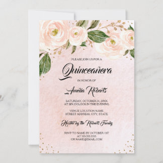Rosa Rosa Rosa Quinceanera Geburtstag Einladung