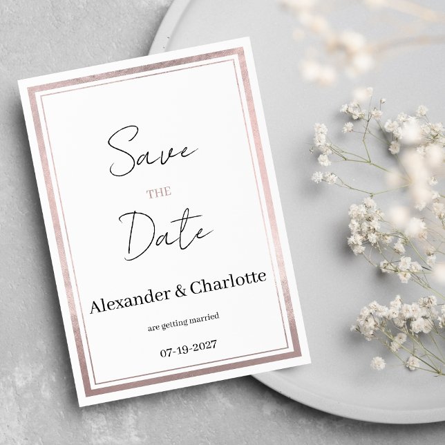 Rosa Rosa Rosa Silbergold Save the Date Glitzer Einladung (Blush pink rose gold silver glitter Save the Date)