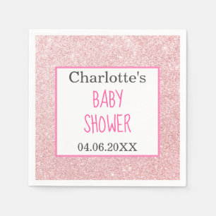 Rosa Rosa Rose Gold Glitzer Sparkle Babydusche Serviette