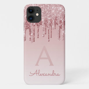 Rosa Rosa - Rose Gold Sparkor Monogramm Glitzer Case-Mate iPhone Hülle