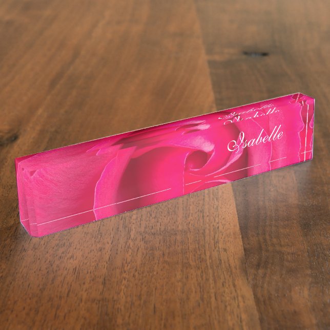 Rosa Rosa Rose Personalisierter Name Plakat Namensplakette (Seite)