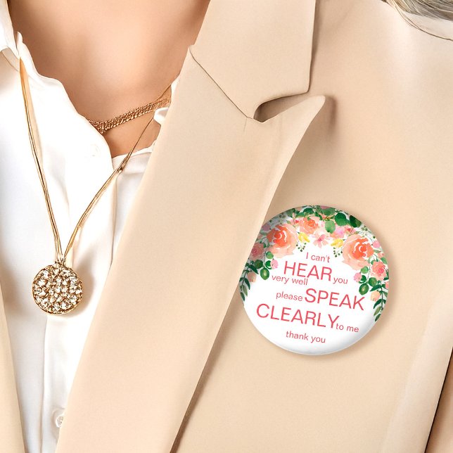 Rosa Rosa Rose schwerhörig Abzeichen | Ich bin tau Button (Von Creator hochgeladen)