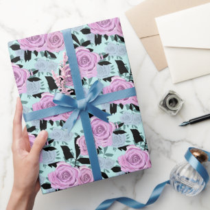 rosa rosa, rose, türkiser Hintergrund Geschenkpapier