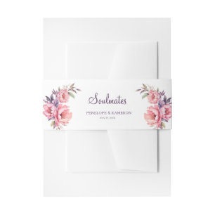 Rosa Rosa-Rose und Torte Hochzeit mit Blumen Einladungsbanderole