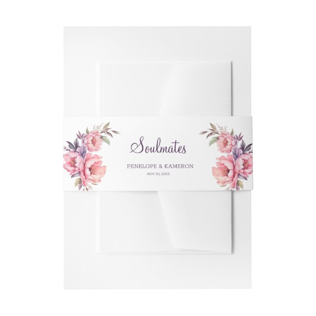 Rosa Rosa-Rose und Torte Hochzeit mit Blumen Einladungsbanderole (Vorderseite Beispiel)