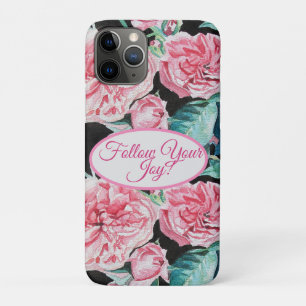 Rosa rosa Rosen florales Muster 'Folge deiner Freu Case-Mate iPhone Hülle