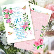 Rosa rosa Schleife 40. Geburtstagseinladung