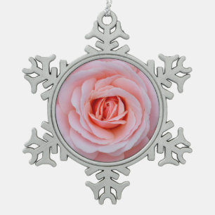 Rosa Rosa Schneeflocken Zinn-Ornament