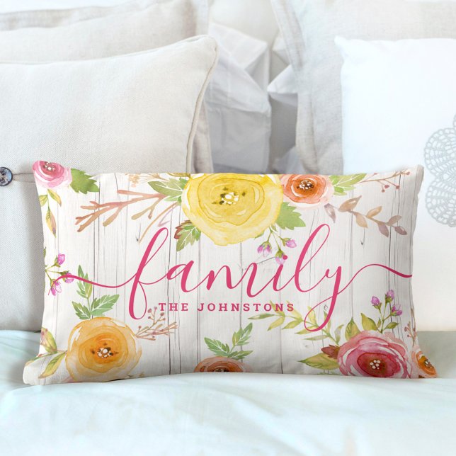 Rosa Rosa-Schrift, rustikales Holz Lendenkissen (Von Creator hochgeladen)