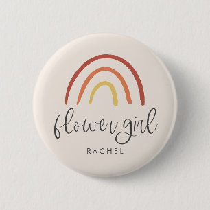 Rosa Rosa Terracotta Rainbow Custom Flower Girl Button