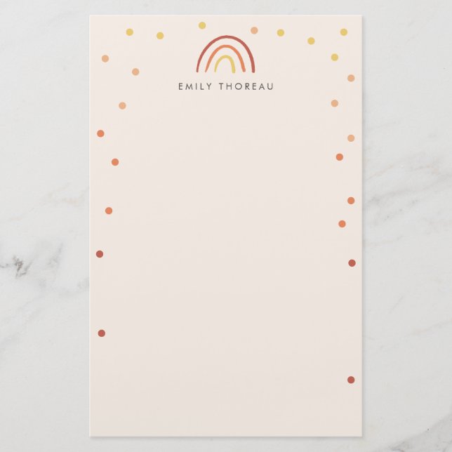 Rosa Rosa Terracotta Rainbow Custom Personalisiert Briefpapier (Vorderseite)