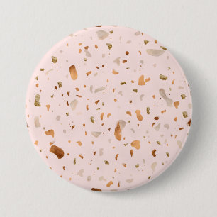 Rosa Rosa Terrazzo mit goldfarbenen Kupfer-Spots Button