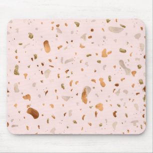 Rosa Rosa Terrazzo mit goldfarbenen Kupfer-Spots Mousepad