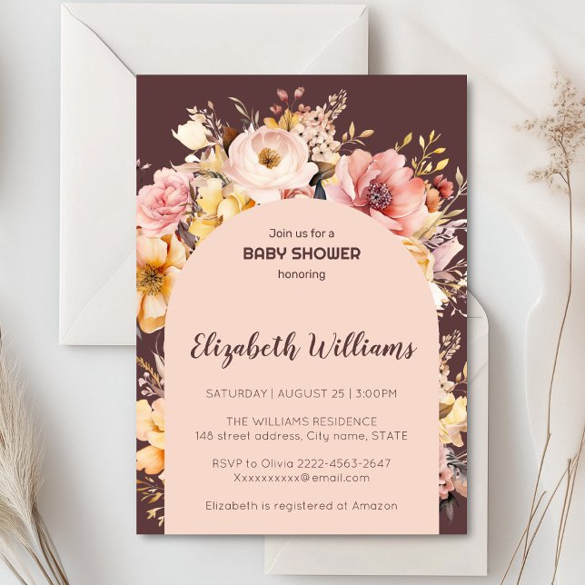 Rosa-Rosa-Torfmädchen Mädchen-Dusche Einladung (Blush pink and peach peonies watercolor girl baby shower invitation )