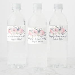 Rosa Rosa und Marine auf weißen Gastgeschenke Hoch Wasserflaschenetikett