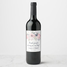 Rosa Rosa und Marine auf weißen Gastgeschenke Hoch Weinetikett