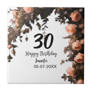 Rosa rosa Vintage Blume moderne 30. Geburtstag Fliese