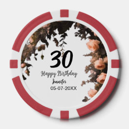 Rosa rosa Vintage Blume moderne 30. Geburtstag Pokerchips