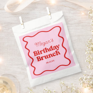 Rosa Rosa Wavy Border Birthday Brunch Party Geschenktütchen