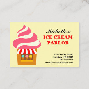 Rosa Rosa Weiße Eiscreme Haus Gelb Visitenkarte