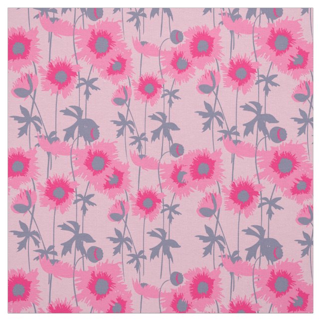 Rosa, rosafarbene Mohnblütenmuster Stoff (Muster)