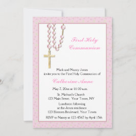 Rosa Rosaibläschen, blumengeschmückte, religiöse E Einladung