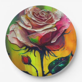 Rosa Rose Abstrakt Elegante Hochzeit Pappteller