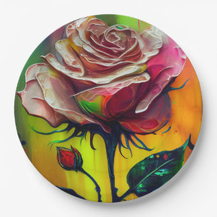 Rosa Rose Abstrakt Elegante Hochzeit Pappteller