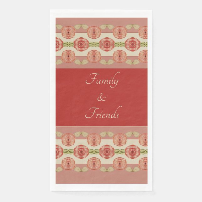 Rosa Rose Accented Designer Serviette (Vorderseite)