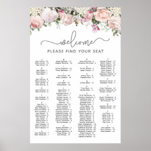 Rosa Rose Alphabetisches Sweet 16 Seating Chart Poster