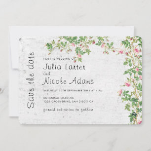 Rosa Rose Alte Wand Vintage Stil Tagebuch Hochzeit Save The Date
