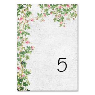 Rosa Rose Alte Wand Vintage Stilzeitschrift Hochze Tischnummer