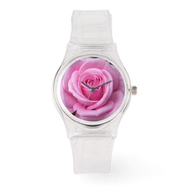 Rosa Rose Anschauen Romantische Rose Armband Pink Armbanduhr (Vorderseite)