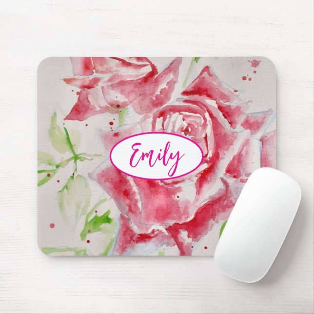 Rosa Rose Aquarell Blume Florenz Mousepad (Mit Mouse)